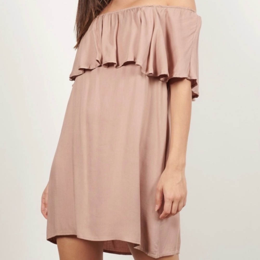 Tobi Flounce Off the Shoulder Mini Dress